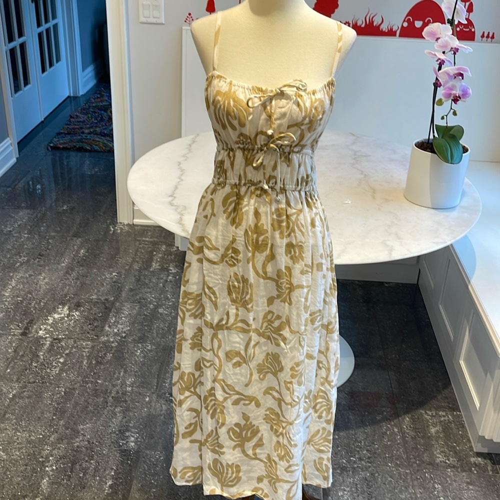 FAITHFULL THE BRAND FRANCESCA LINEN MIDI DRESS